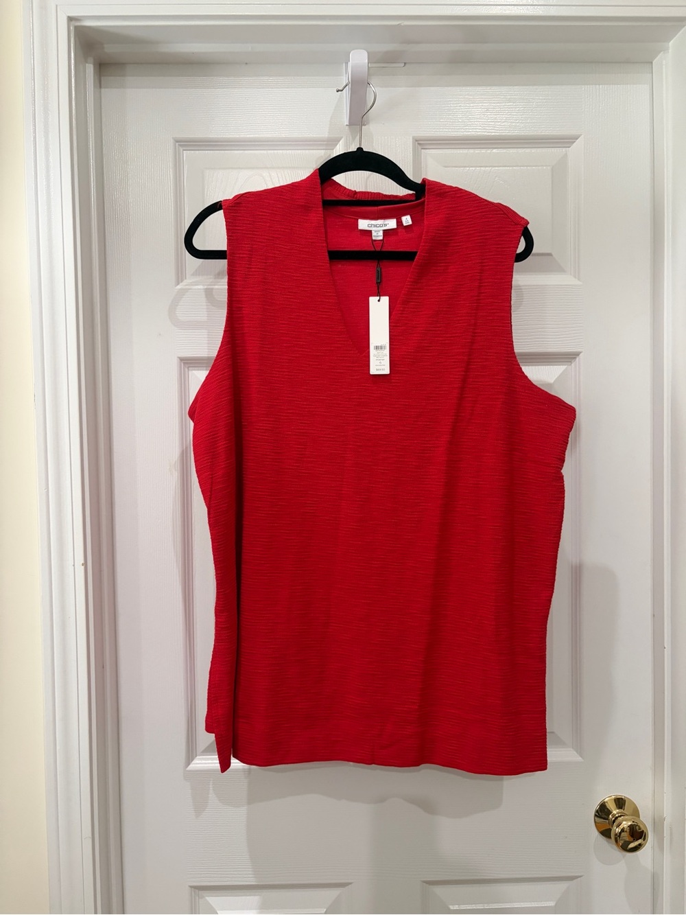 NWT Chico's Bright Red Sleeveless V-Neck Tank